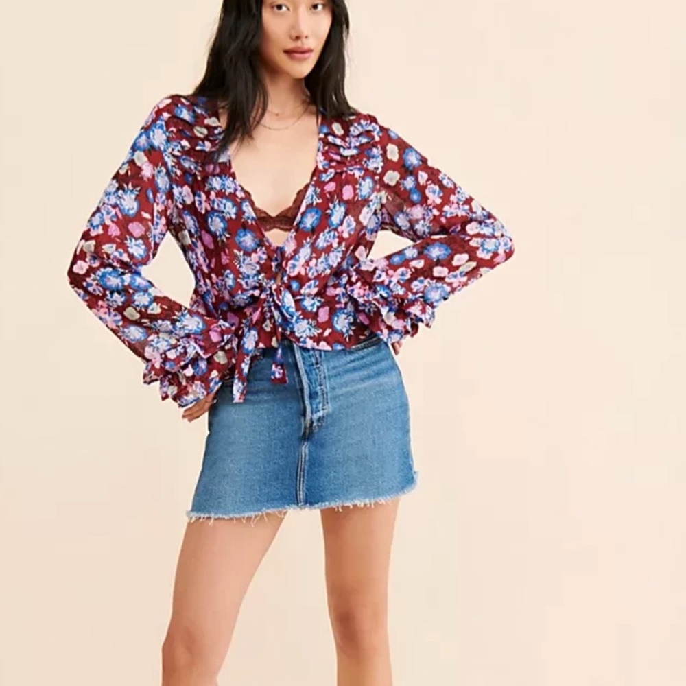 NWT Free People Ruffle Crop Top. Small